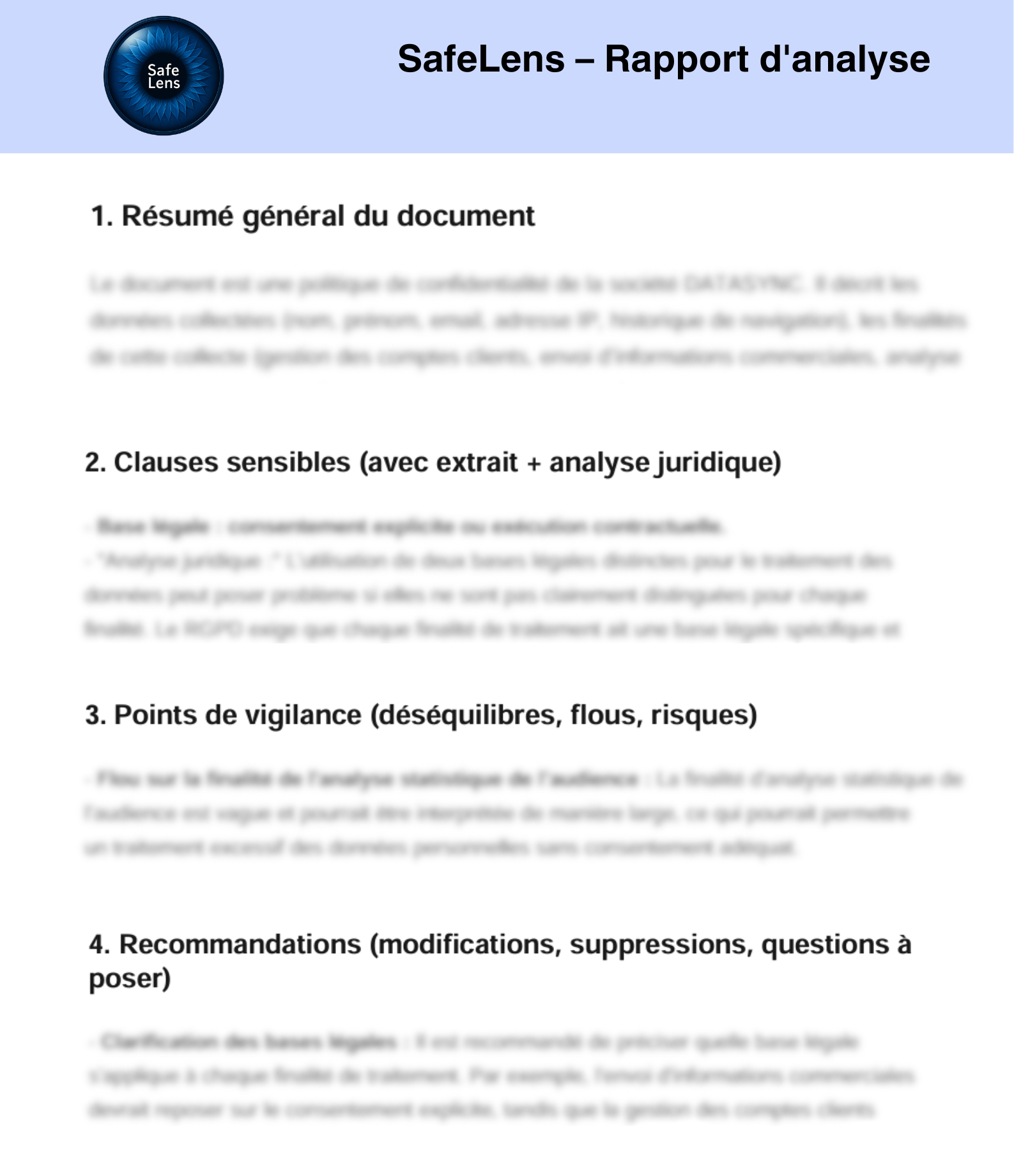 Aperçu du rapport généré